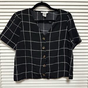 Plaid Button Up Blouse